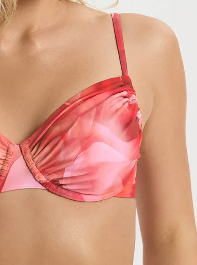 Esotiq nevyztužená plavková podprsenka s kosticemi červená - Červeno-růžová