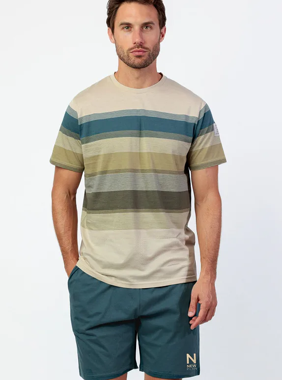 Admas bavlněné pánské pyžamo béžové - Béžová